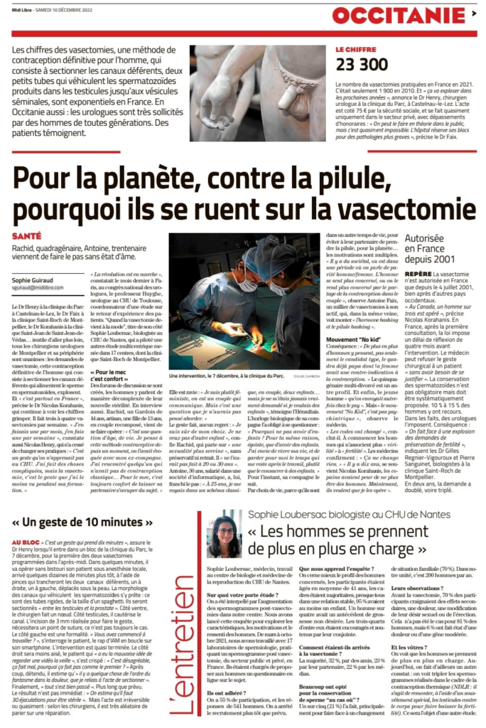 Article journal Occitanie vasectomie