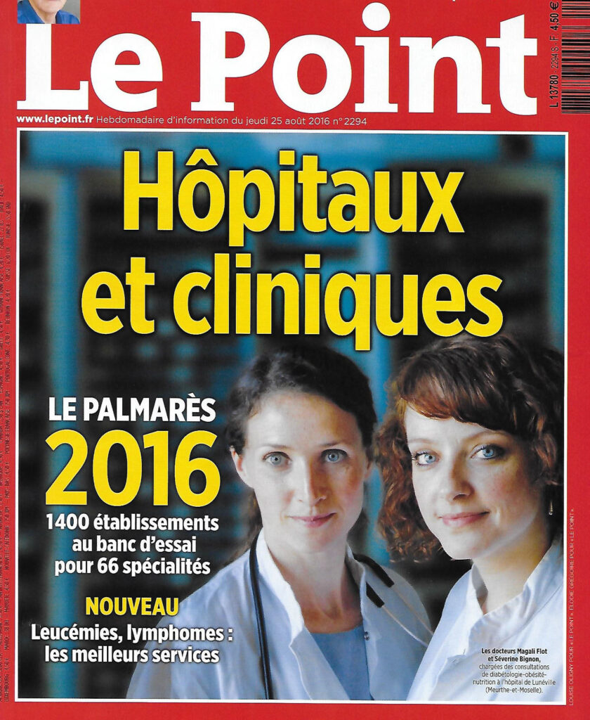 Article journal Le Point classement cliniques hôpitaux 2016